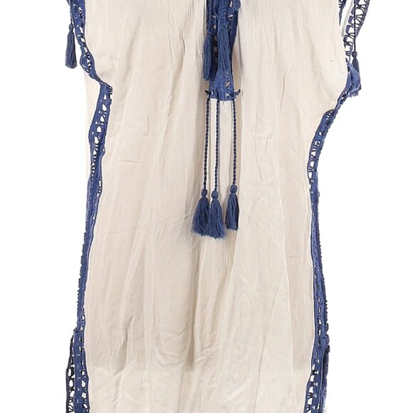 Surf Gypsy  Swimsuit cover up Blue trim on white sleeveless  Size M - Picture 3 of 5